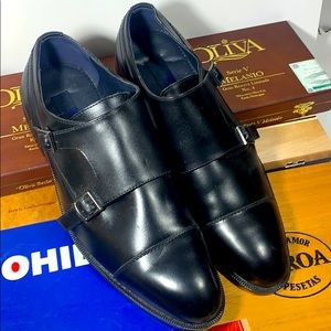 Joseph Abboud Black Double Monk Strap Shoes